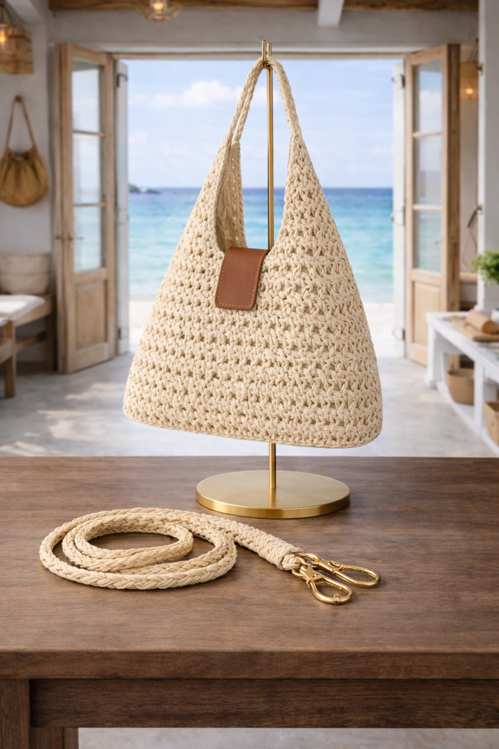 Ibiza Woven Raffia Beach Bag - Natural