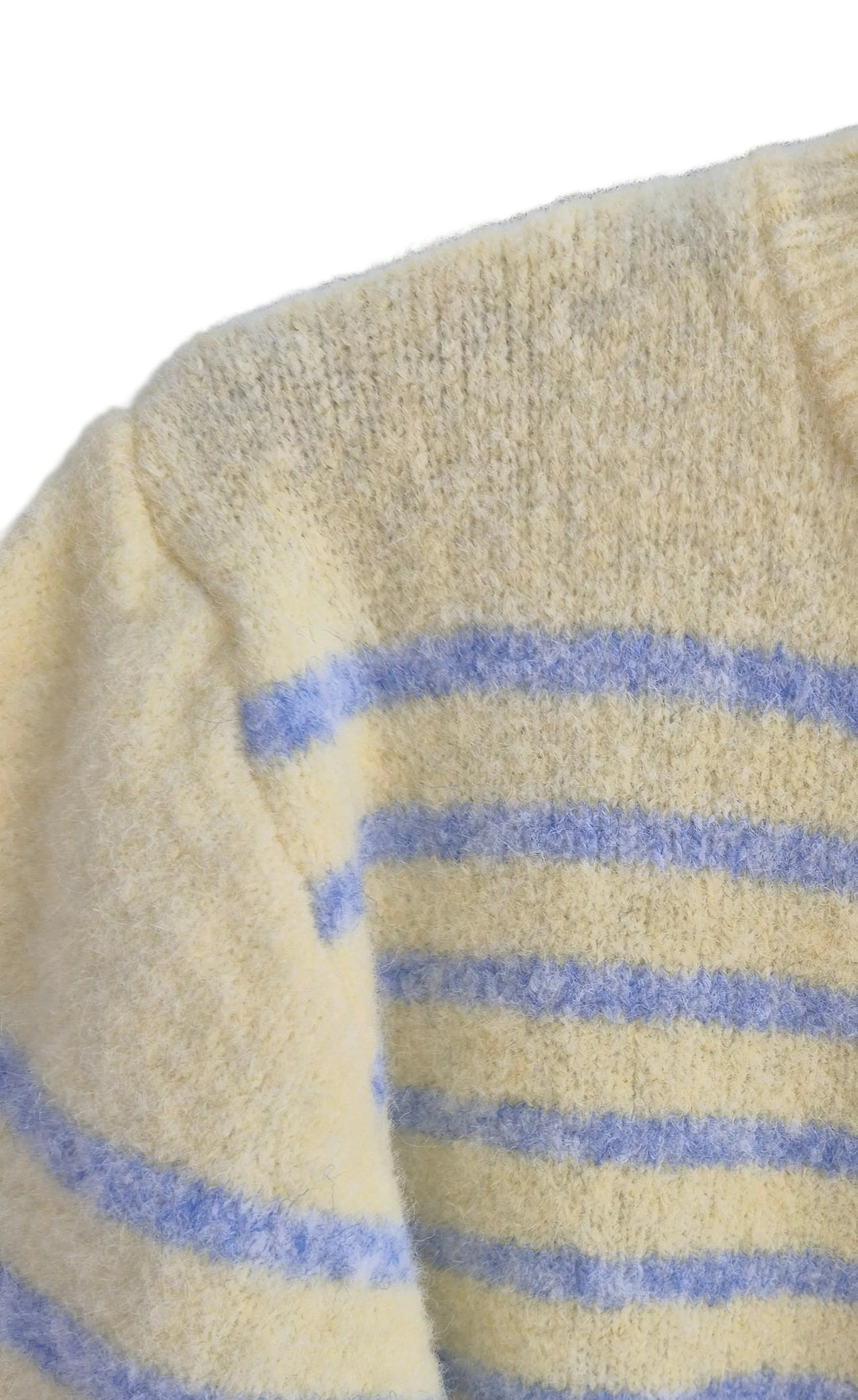 Candy Stripe Super Soft Button Jumper - Yellow/Blue (One Size - fitting from Size 10 to Size 16)