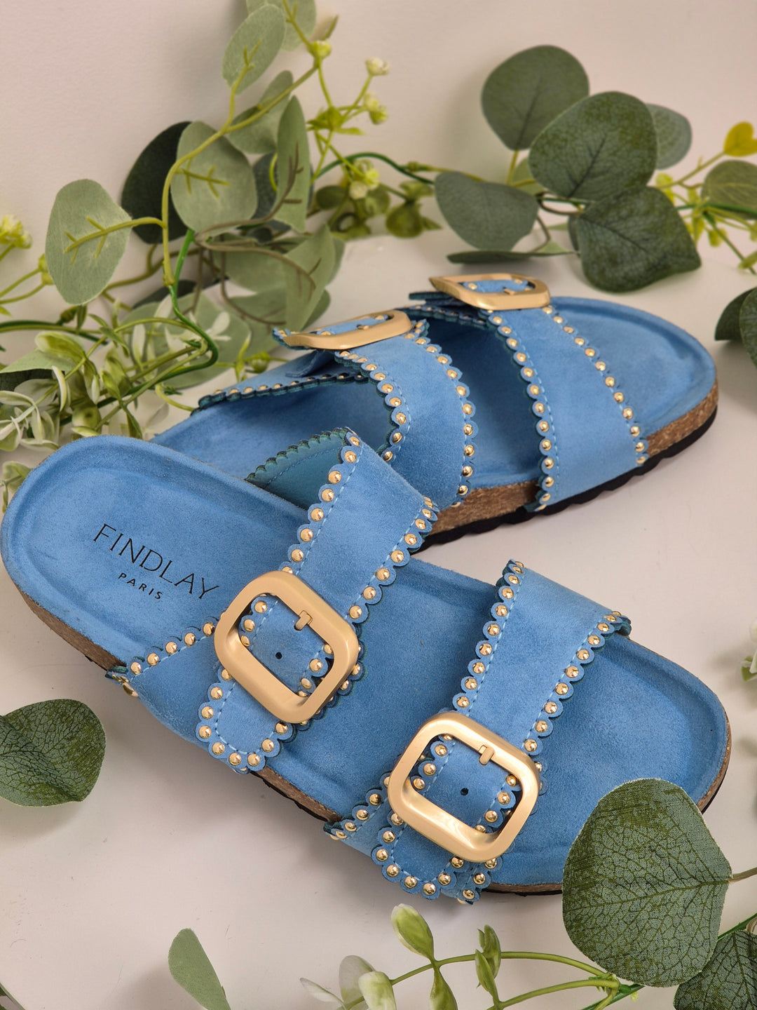 Malaga Slip On Sandals - Blue (choose your Size)