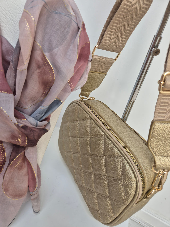 Diamond Quilted Bag - Metallic Gold (Gold Tone)