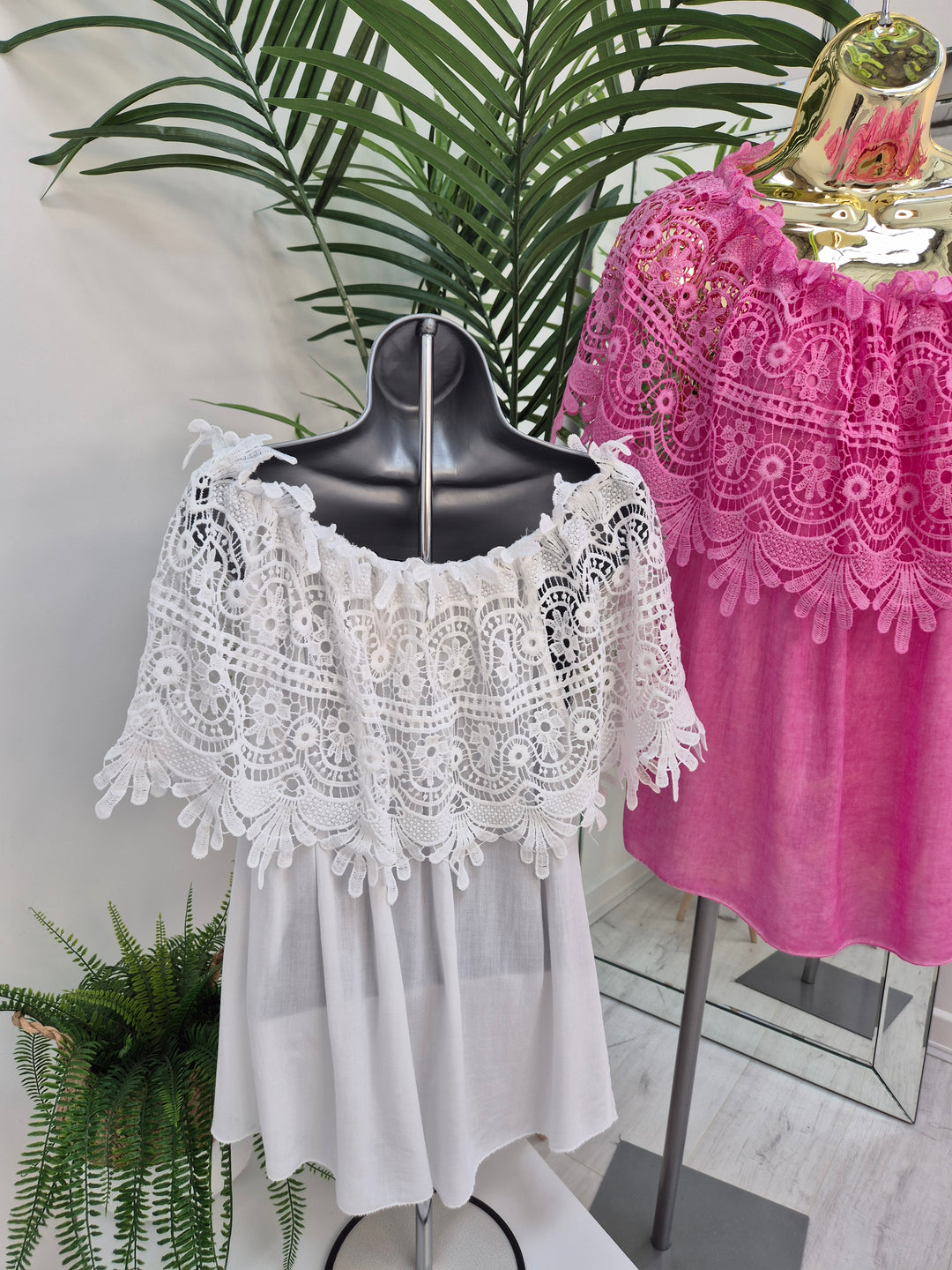 Florence Lace Bardot Top - (choose your Colour)