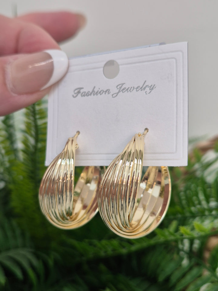 Hoop Earrings - Gold Tone (Pierced)