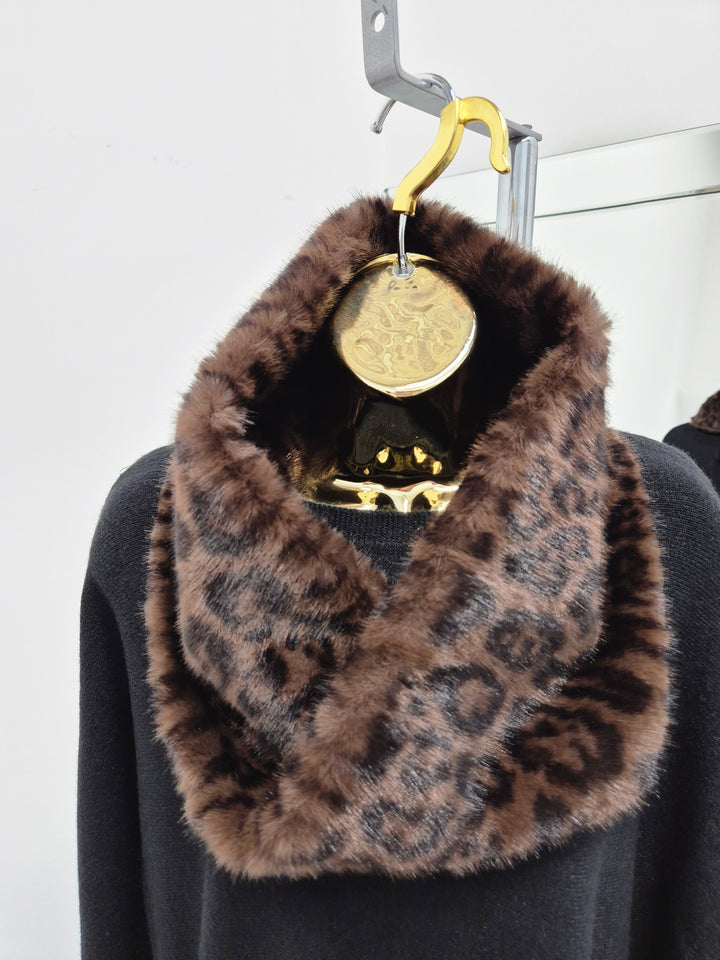 Oslo Faux Fur Infinity Snood - Chocolate Leopard