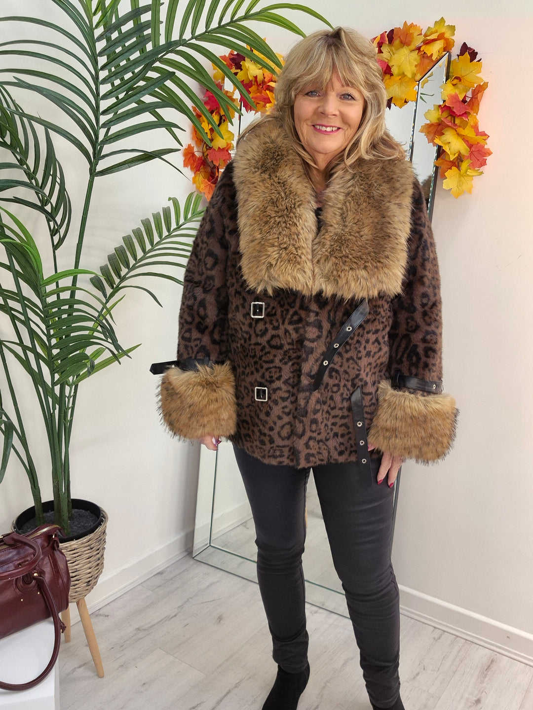 Oslo Faux Fur Jacket with Shawl Collar & Cuffs (One Size - fits from 12 up to Size 18)