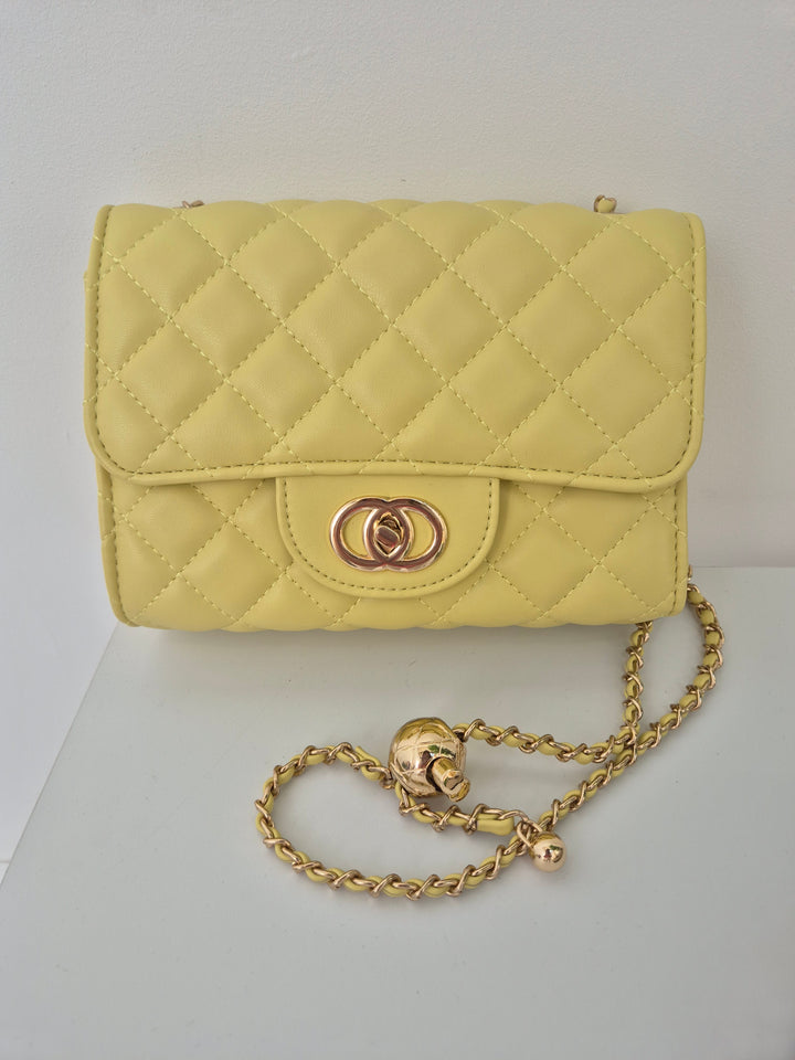 Coco Quilted Clasp Bag - Lemon ( Small )