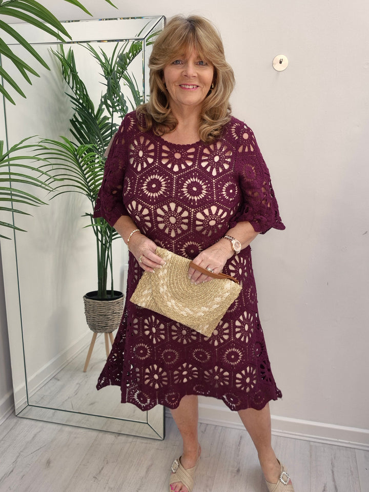 Amy Crochet Midi Dress - (choose your Colour) - (Loose Fit)