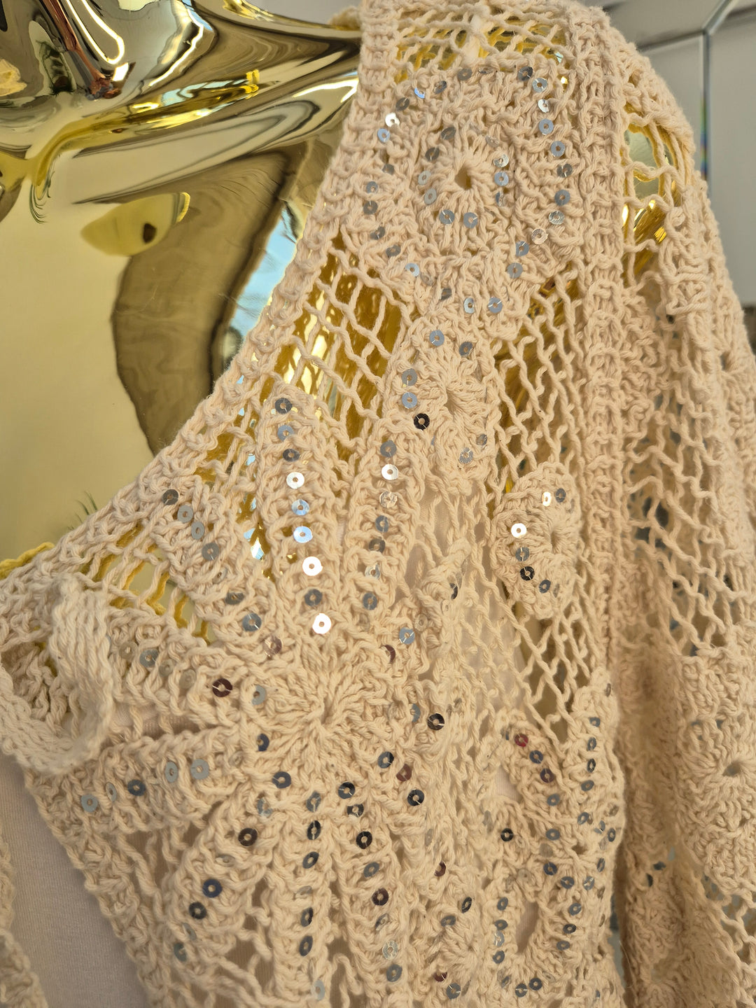 Es Cana Sparkly Shrug (One Size - fits from Size 10 up to Size 16) - Natural