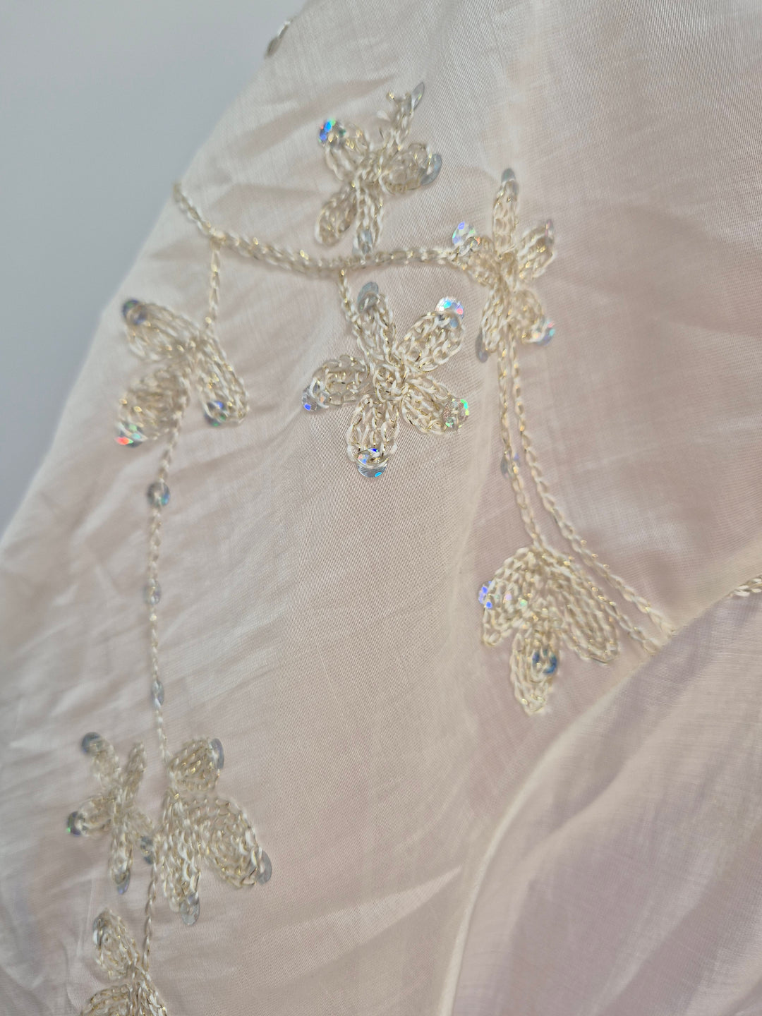 Patsy Puffball Sleeve Sparkly Blouse (One Size, fits from Size 10/12 up to Size 16) - Cream