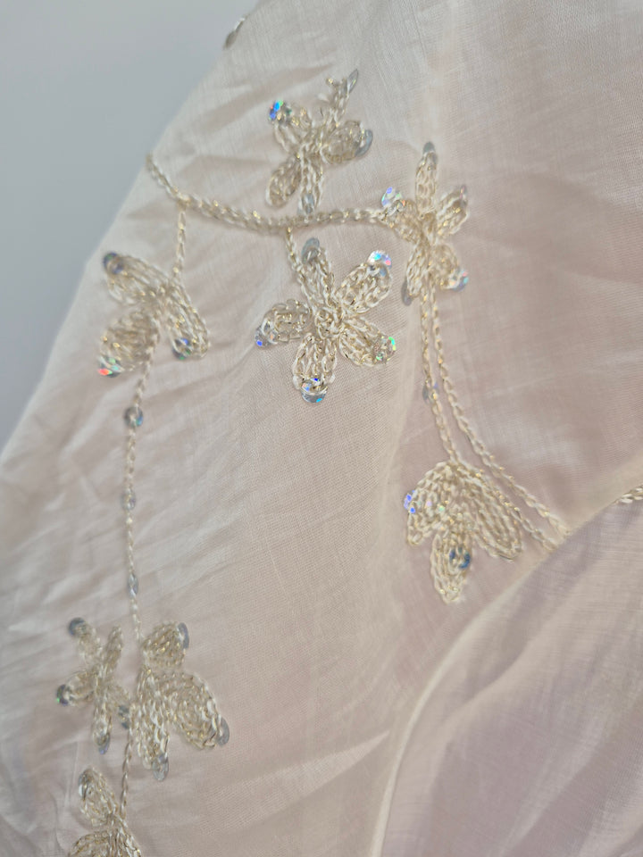 Patsy Puffball Sleeve Sparkly Blouse (One Size, fits from Size 10/12 up to Size 16) - Cream