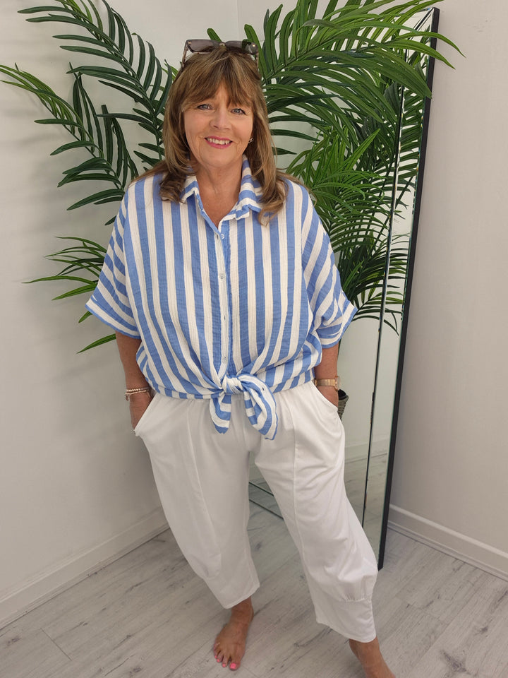 Kizzy Cocoon Pants - White (Curvy)