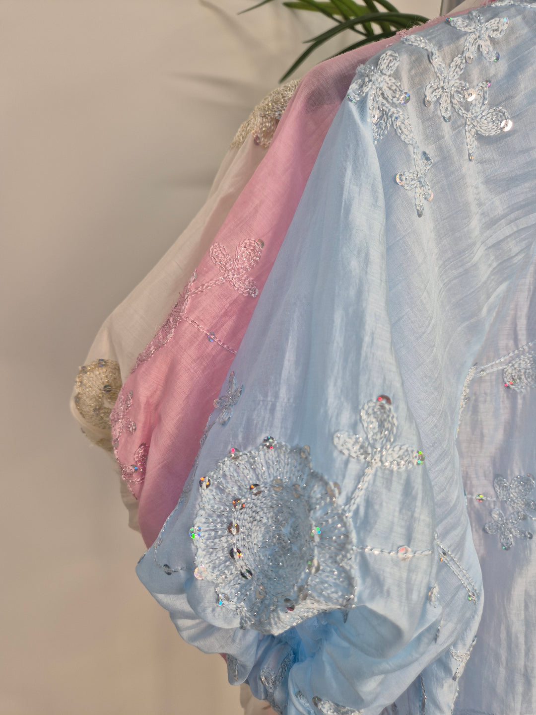 Patsy Puffball Sleeve Sparkly Blouse (One Size, fits from Size 10/12 up to Size 16) - Blue