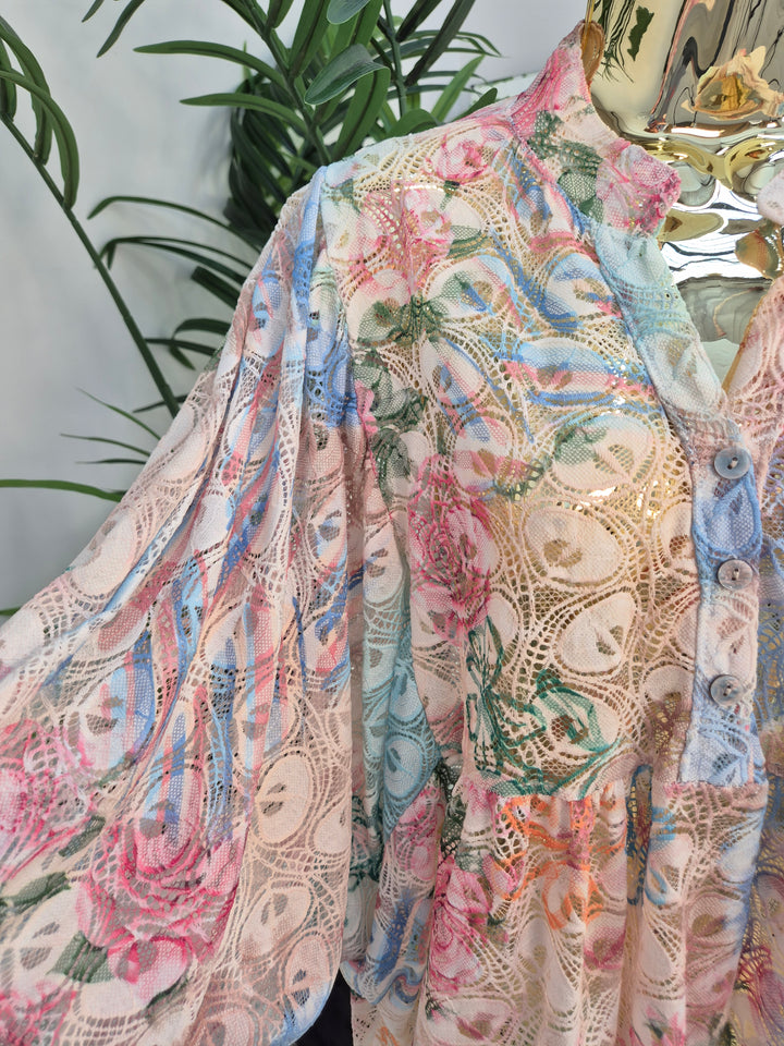 Gardenia Floral Lace Top - Cream (Oversized, fitting from Size 14 up to Size 20)