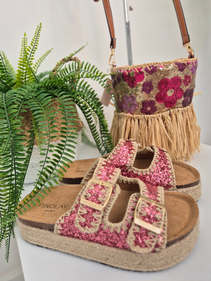 Marbella Sliders (Slip On) with Adjustable Buckles - Pink