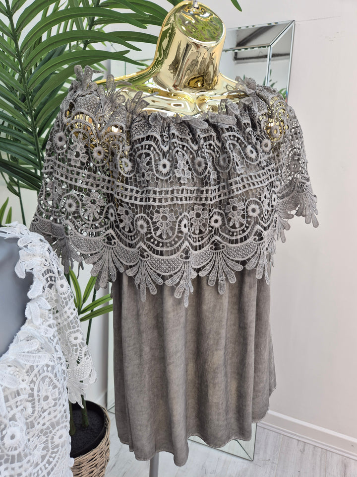 Florence Lace Bardot Top - (choose your Colour)