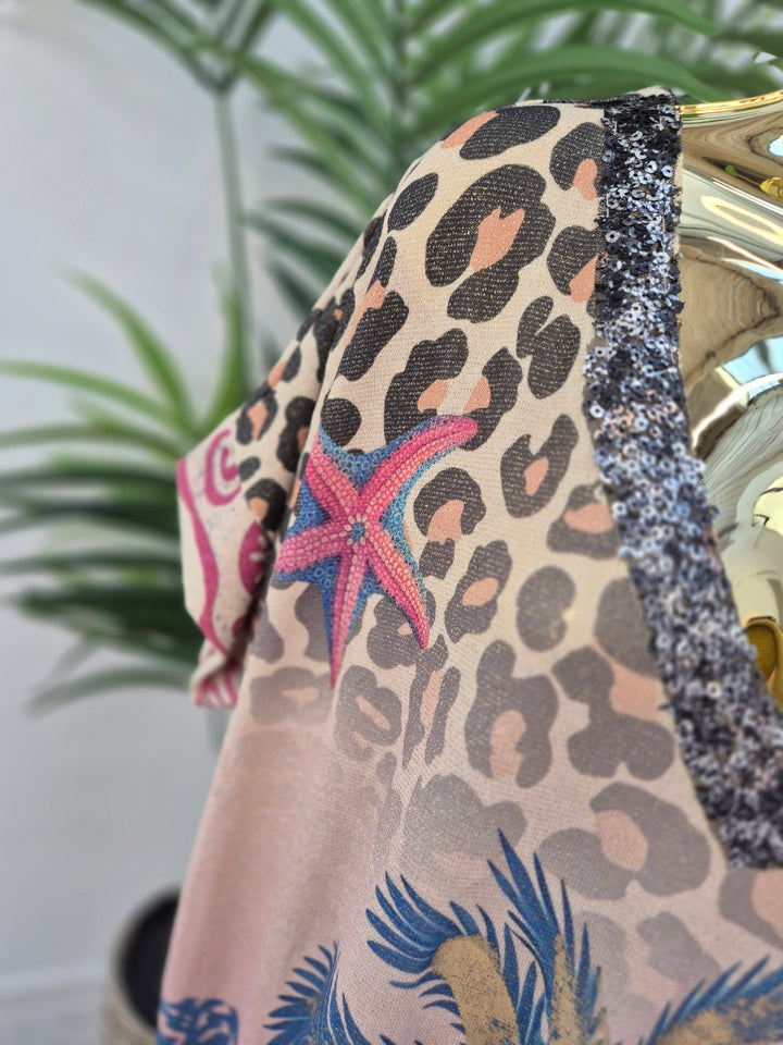 Carla Sequin Palm Maxi Dress - (Loose Fit - fits up to Size 18/20)