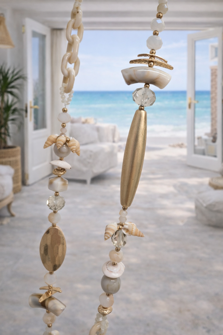 Statement Shell Necklace - White/Gold