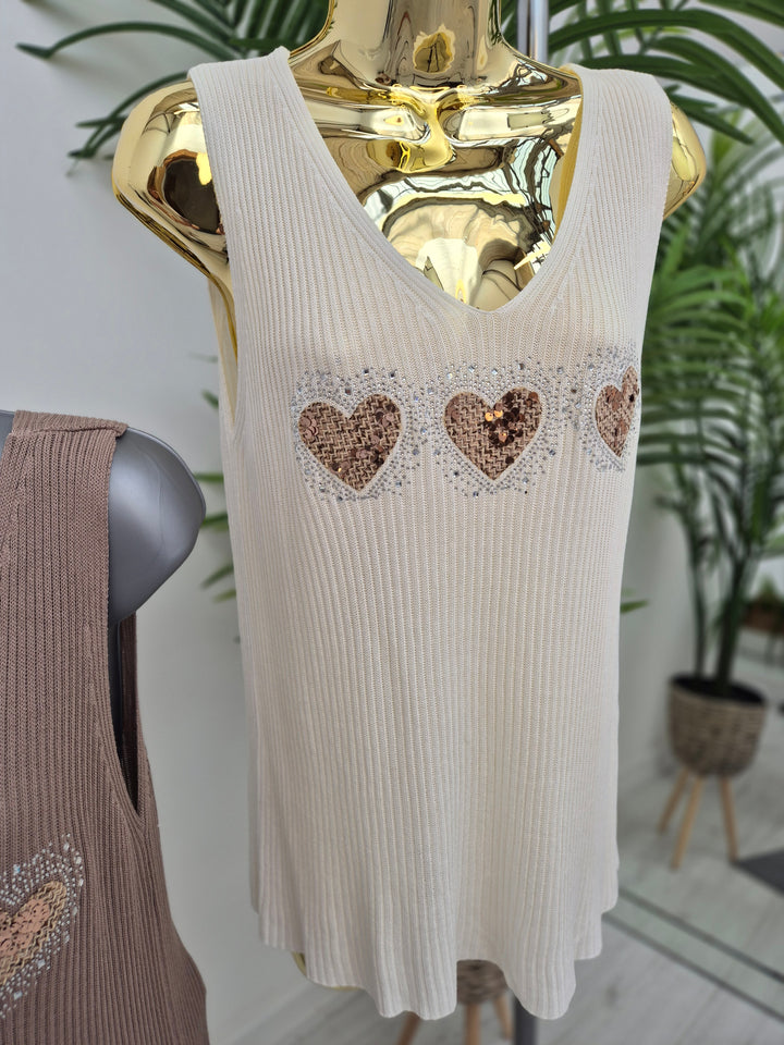 Hannah Heart Vest Top - (choose your Colour)