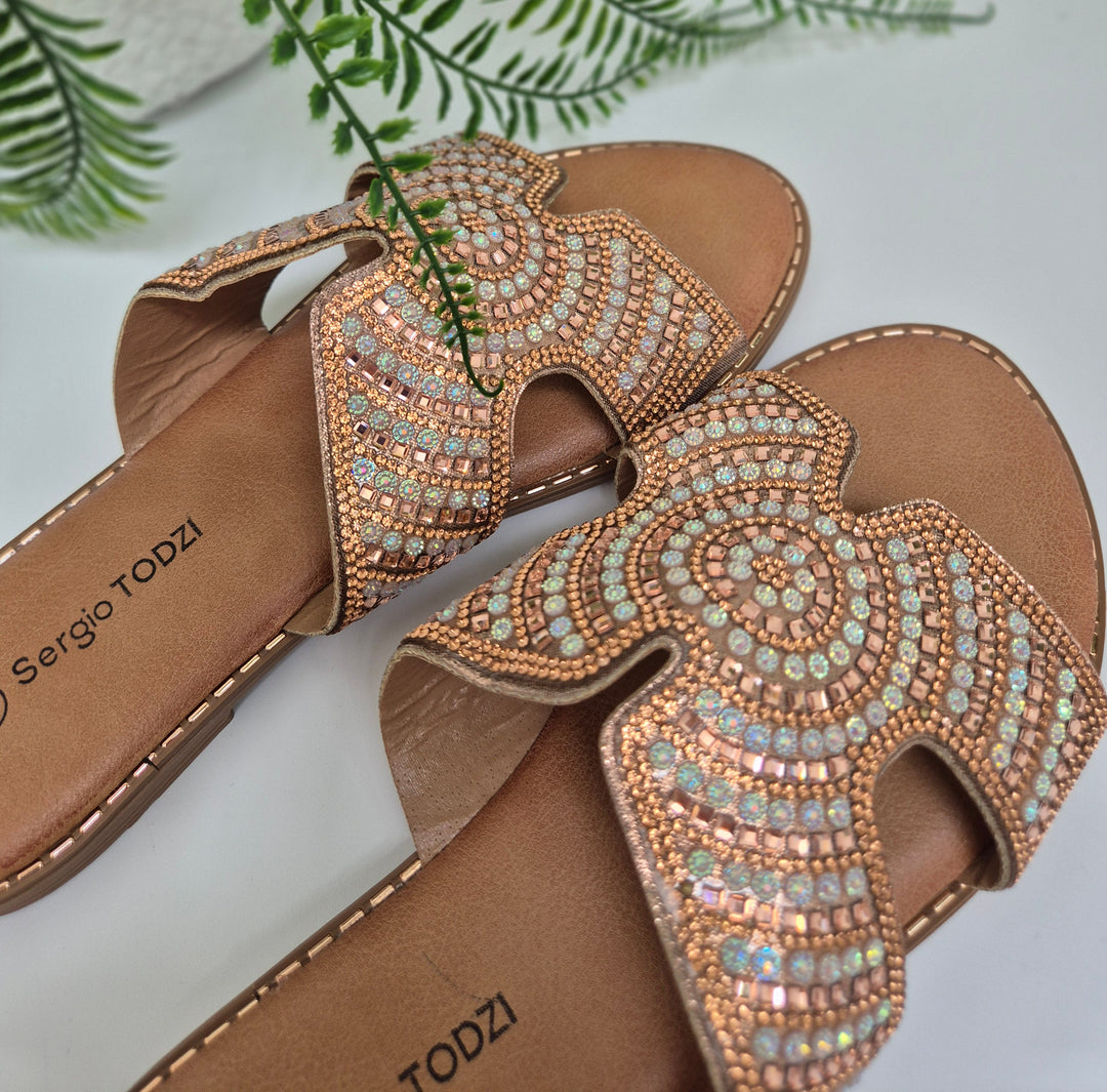 Marbella Sparkly Slip On Sliders - (choose your Size)