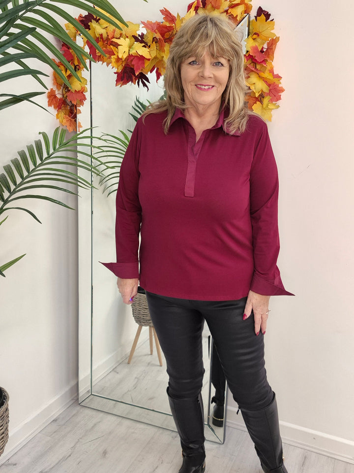 Lisa Layering Shirt (Stretch) - One Size - fits up to Size 18/20 - Wine