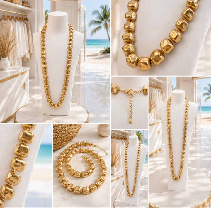 Statement Necklace - Chunky Gold Nuggets