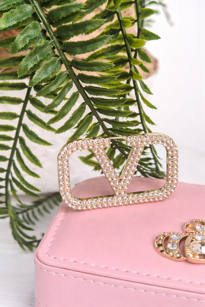 Crystal Brooch - Gold Tone