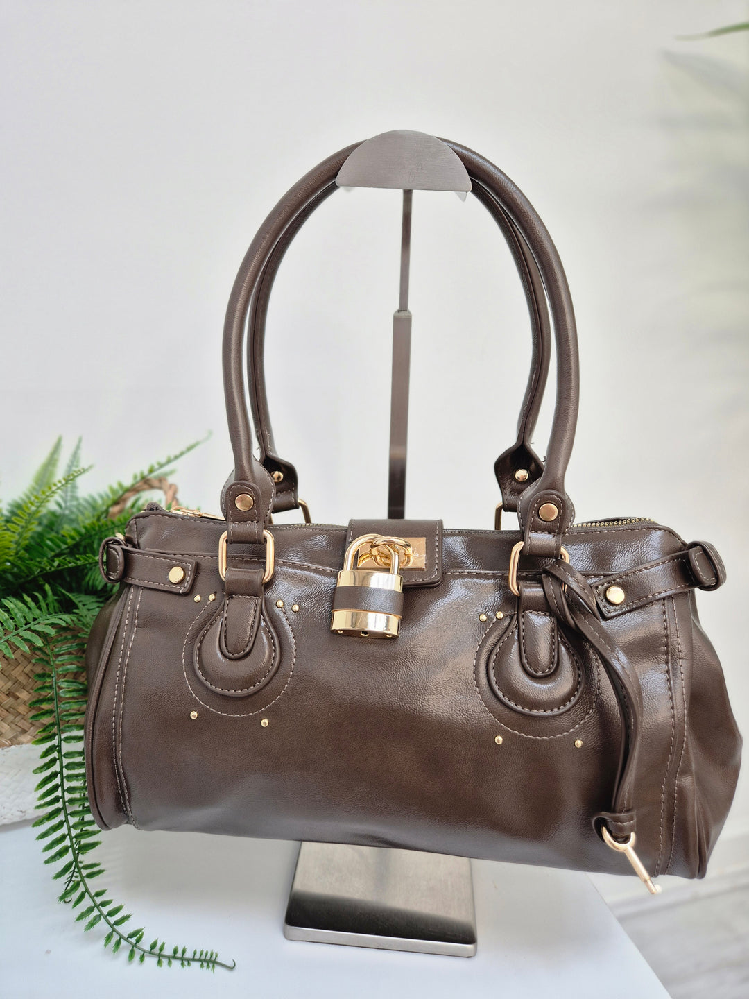 Mia Faux Leather Bag - Chocolate