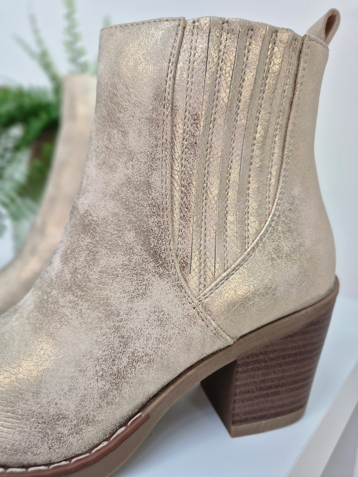 Denver Ankle Boots - (choose your Size) - Champagne Gold Shimmer