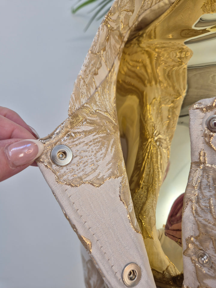 Emma Embossed Jacket - Gold Metallic (One Size, fitting from Size 10/12 up to Size 16/Small Size 18)