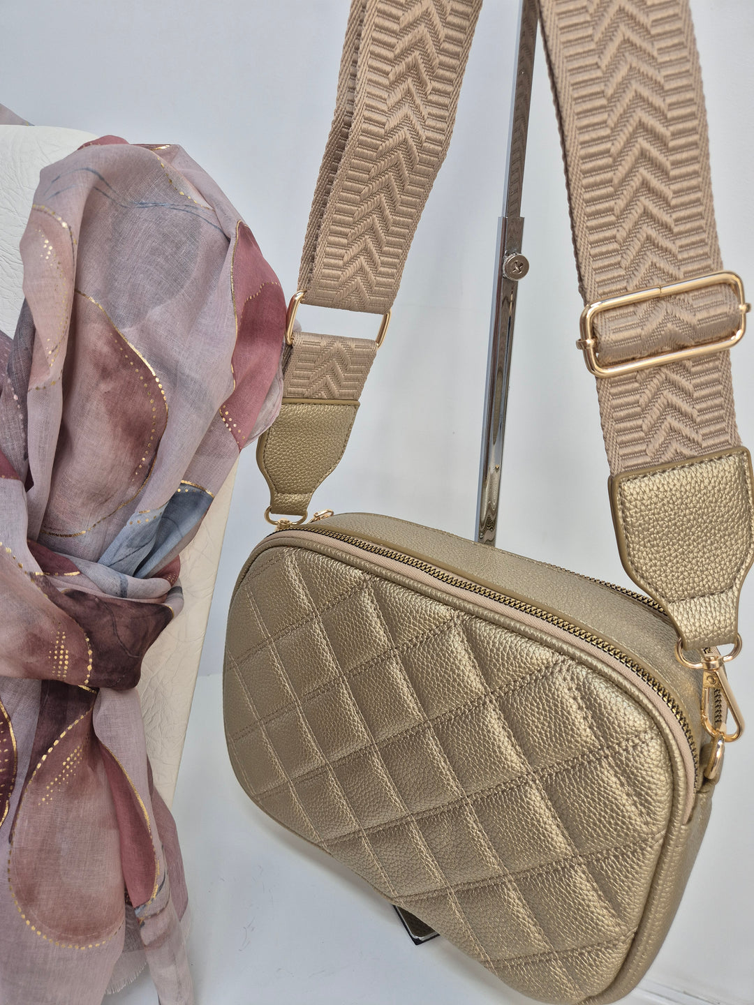 Diamond Quilted Bag - Metallic Gold (Gold Tone)