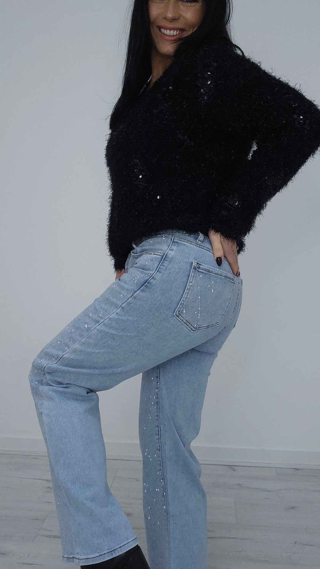 Kelly Diamante/Crystal Jeans - Blue (choose your Size)