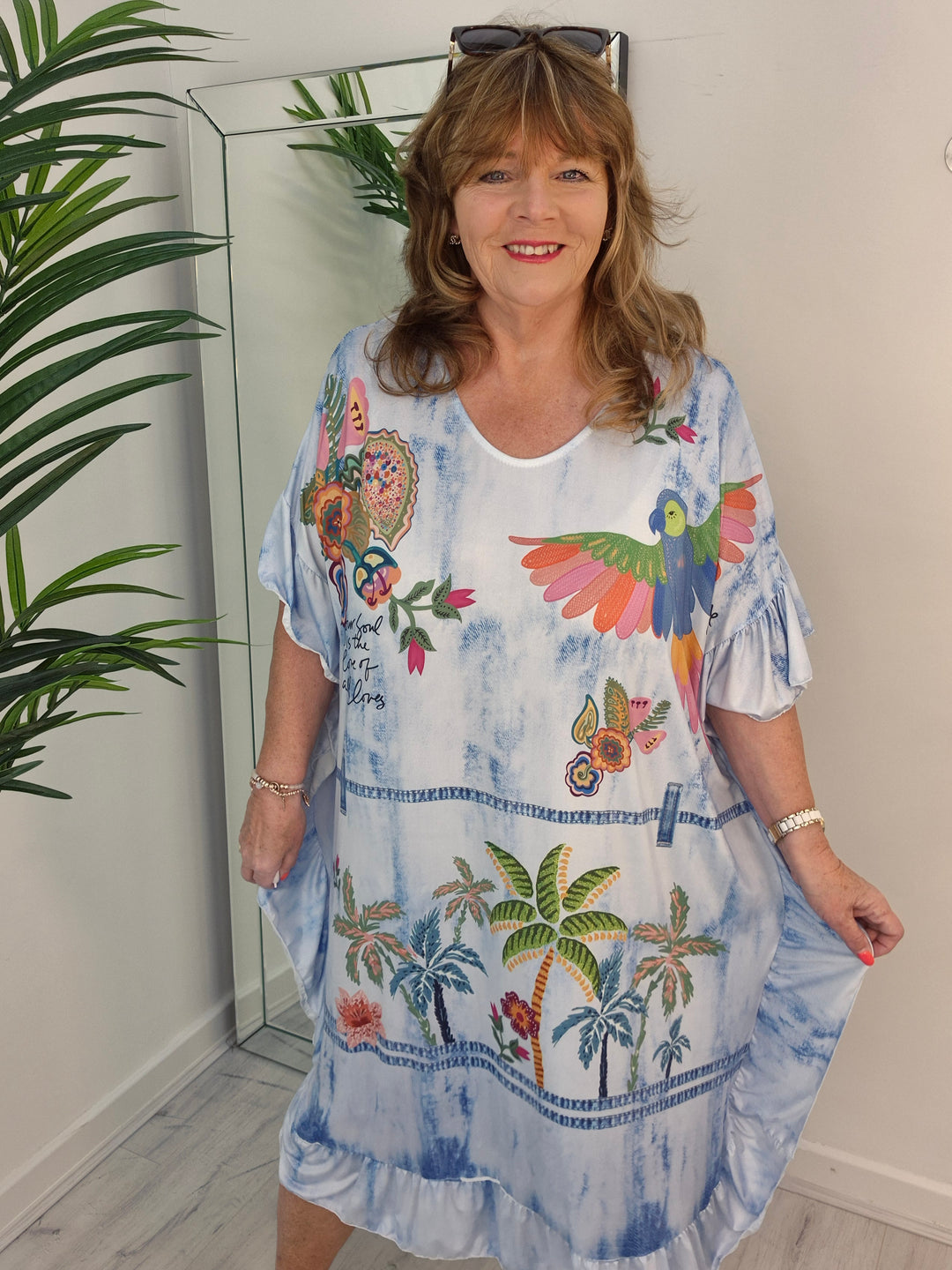 Tropical Beach Dress - Blue (Curvy)