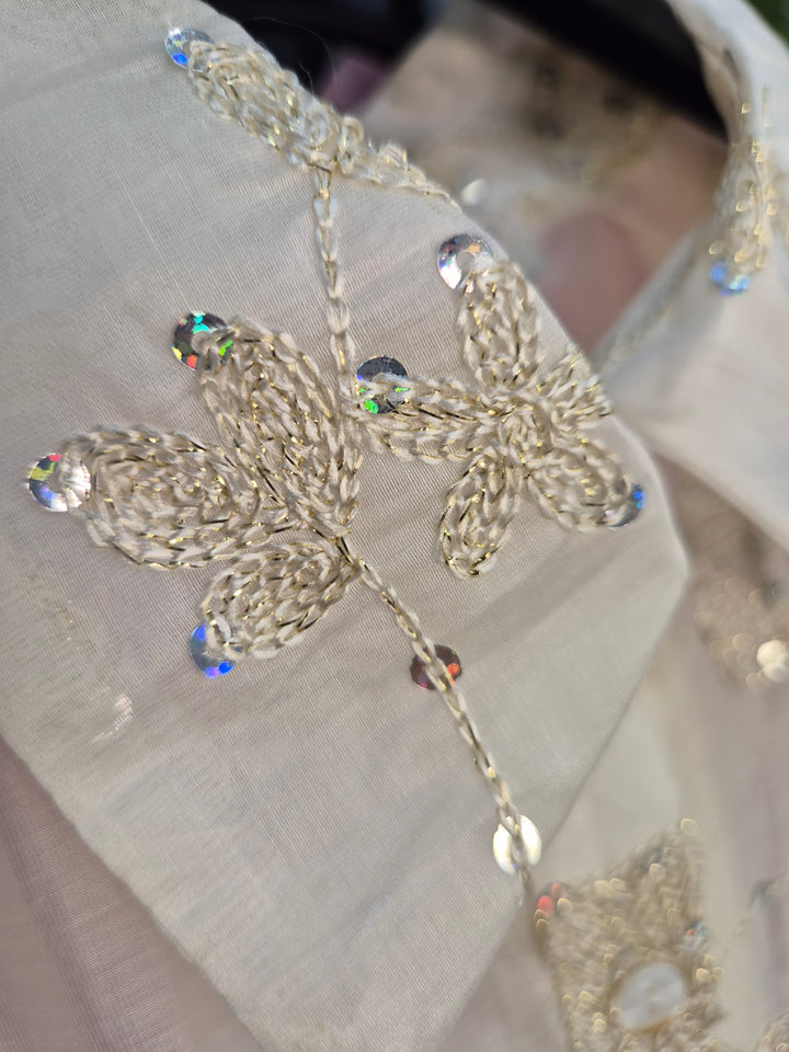 Patsy Puffball Sleeve Sparkly Blouse (One Size, fits from Size 10/12 up to Size 16) - Cream