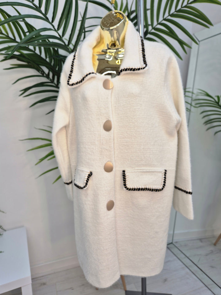 Coco Longline Jacket/Cardigan - Cream (One Size - fits from Size 10 up to Size 14/16)
