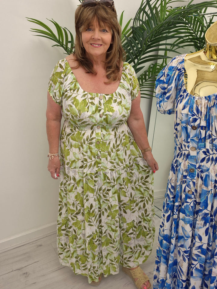 Sicily Magic Bardot Dress with Metallic Gold Foil - (choose your Colour) - One Size/Curvy