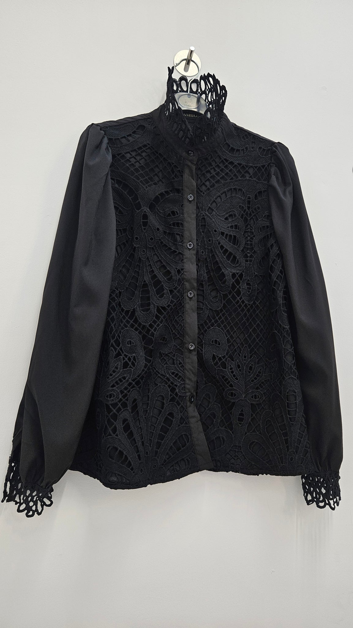 Serena Crochet Blouse  - Black ( Petite/Fitted)
