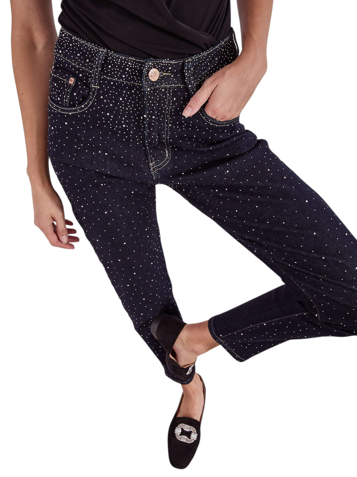 Aurora Sparkly G Smack Mom Jeans - Indigo Darkest Denim Stonewashed (choose your Size)