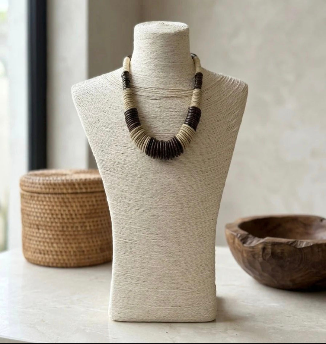Disc Graduating Necklace - Chocolate/Naturals