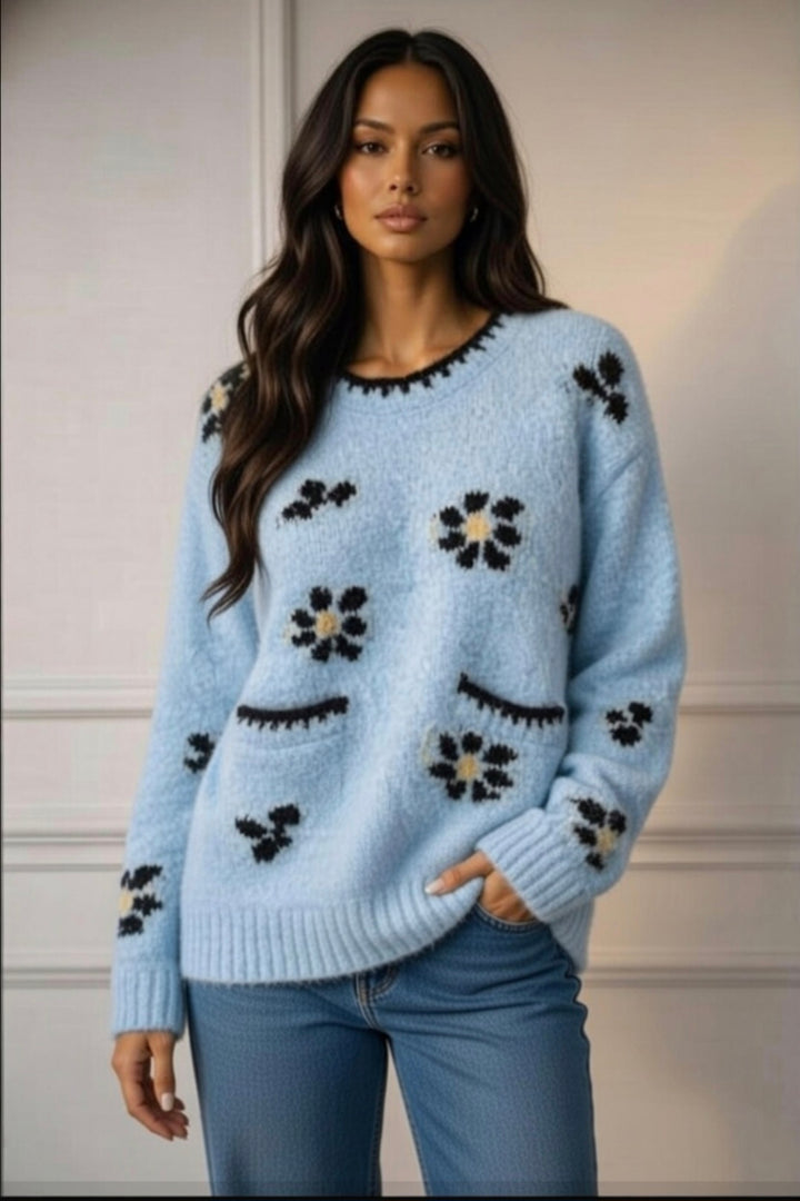Daisy Super Cosy Jumper - Blue (One Size - fits up to Size 16)
