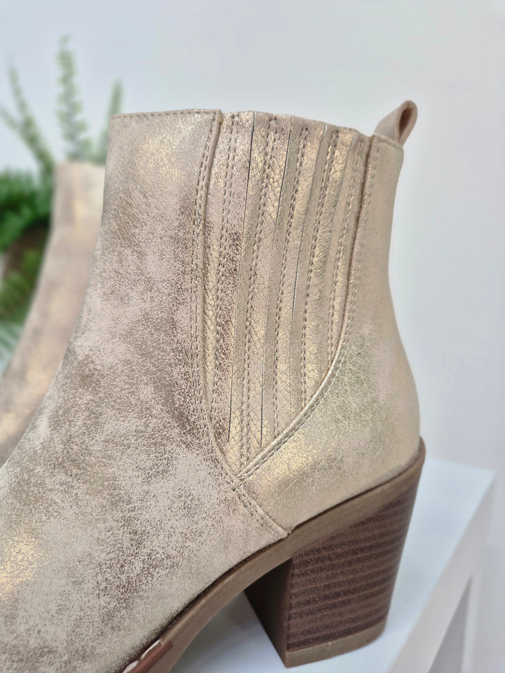 Denver Ankle Boots - (choose your Size) - Champagne Gold Shimmer