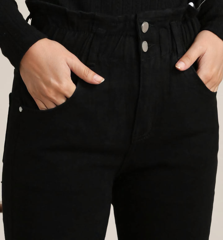 G Smack Paper Bag Mom Jeans - Black (choose your Size)
