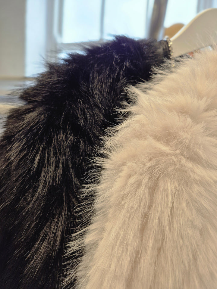 Oslo Crystal Faux Fur Jacket - Black - (One Size fits from Size 10 to Size 16)