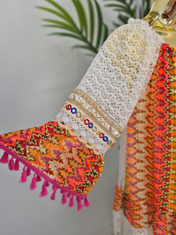 Trinidad Bardot Kaftan/Beach Dress - White/Multi (Oversized)