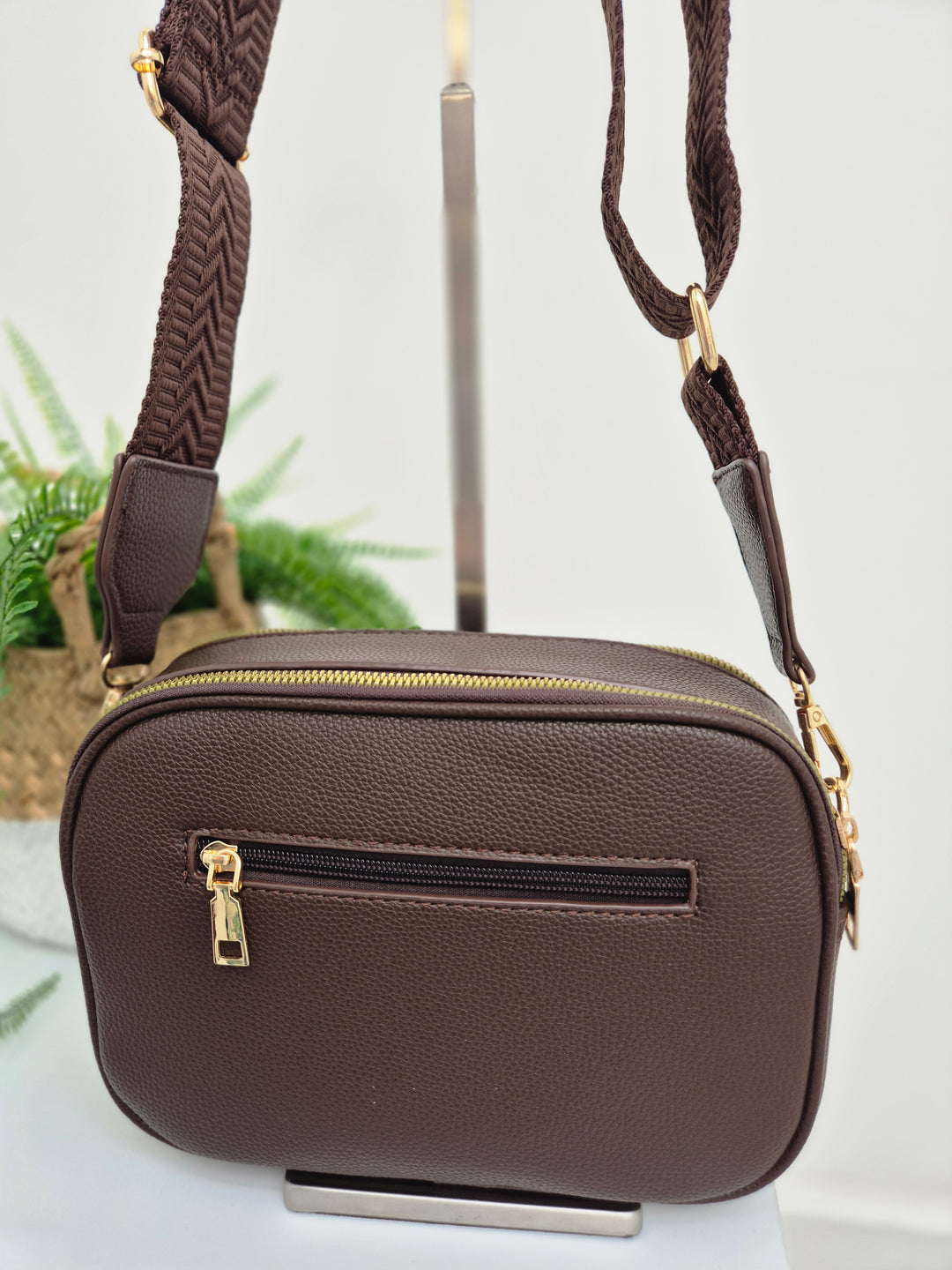 Diamond Quilted Bag - Chocolate (Gold Tone)