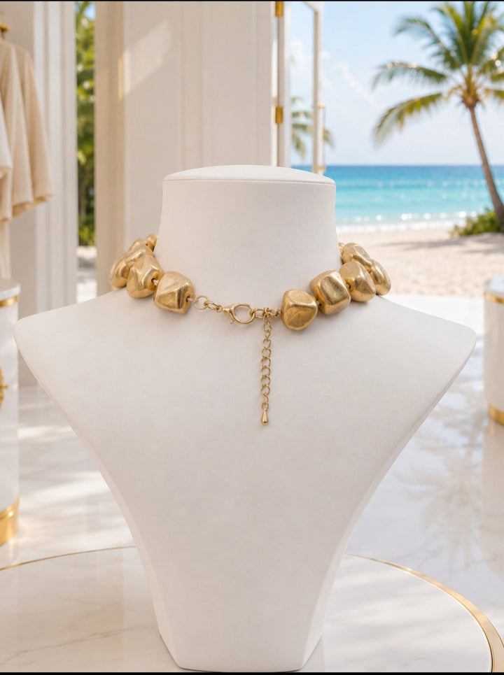 Statement Necklace - Chunky Gold Nuggets