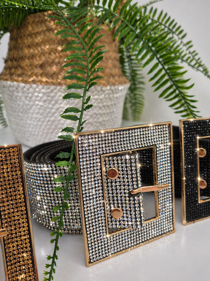 Sparkly Crystal Belt with Large Buckle (choose your Colour & Size)
