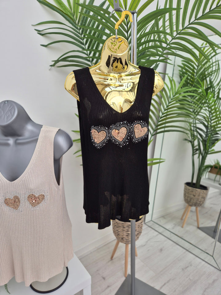 Hannah Heart Vest Top - (choose your Colour)
