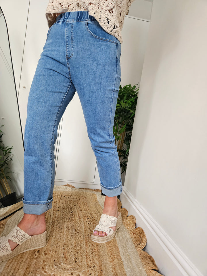 Emily Elasticated Waist Jeans - (choose your Size)