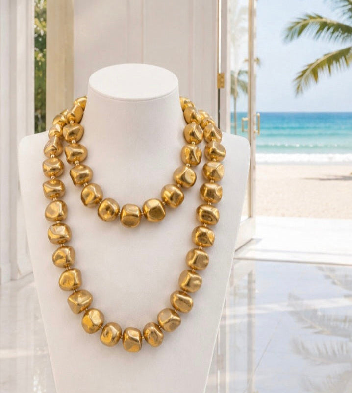 Statement Necklace - Chunky Gold Nuggets