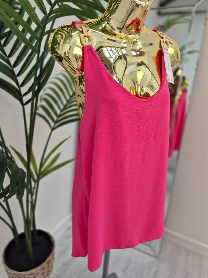 Leanne Chain Link Tops - (choose your Colour) (One Size fits up to Size 16)