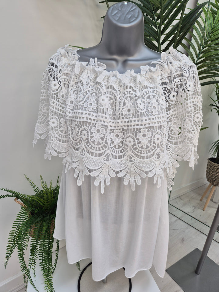 Florence Lace Bardot Top - (choose your Colour)